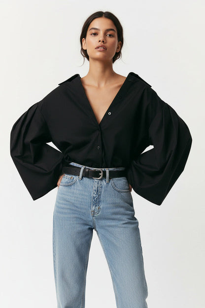 Camicia Donna a Maniche Larghe Elegante Disponibile in 3 Colori