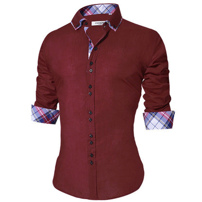 Camicia Uomo Slim Fit Doppi Bottoni Elegante da Ufficio e Cerimonia