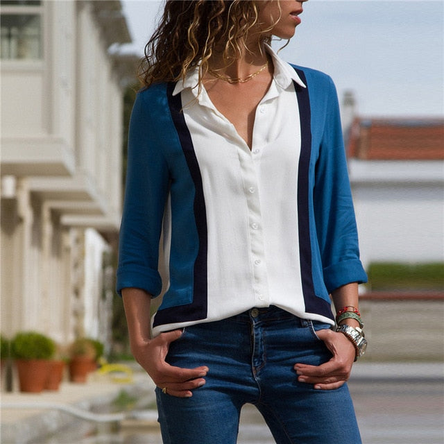 Camicetta Donna Elegante Chiffon Manica Lunga | Blusa Ufficio Casual Chic