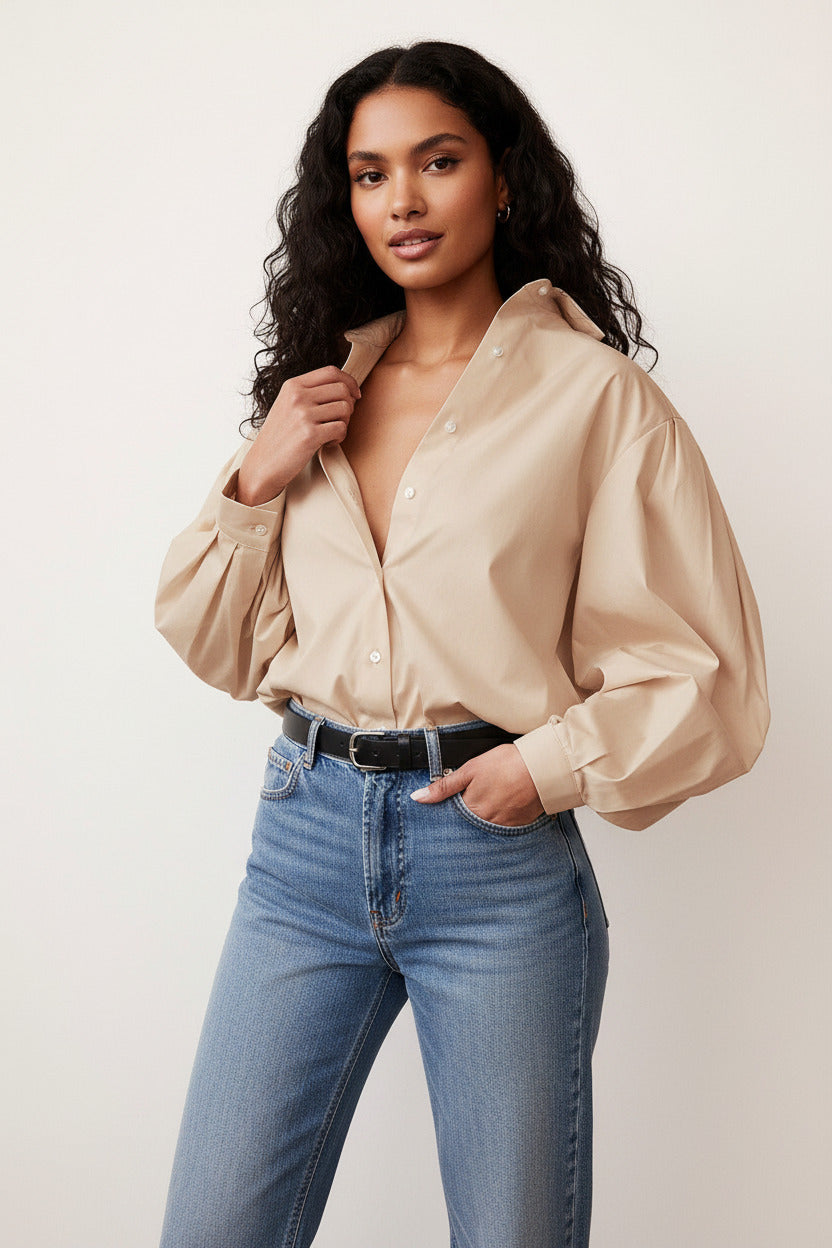 Camicia Donna a Maniche Larghe Elegante Disponibile in 3 Colori