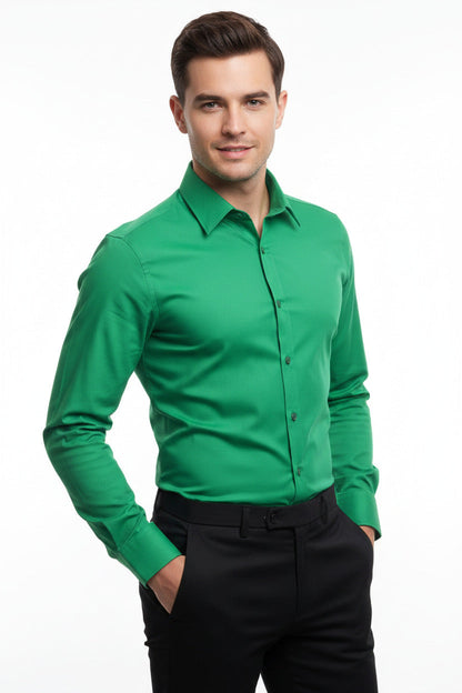 Camicia Uomo Slim Fit a Tinta Unita con Bottoni