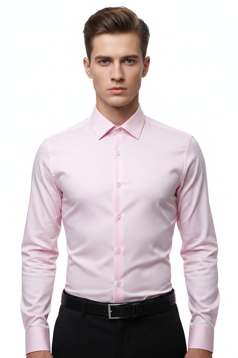 Camicia Uomo Slim Fit a Tinta Unita con Bottoni