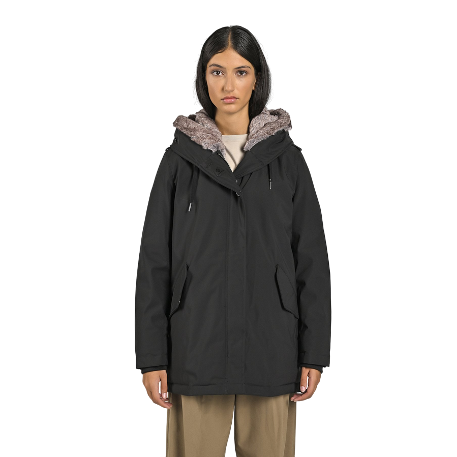 Canadian Parka Donna Lanigan Tech con Ecopelliccia - Nero