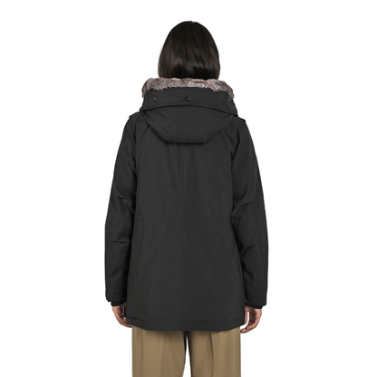 Canadian Parka Donna Lanigan Tech con Ecopelliccia - Nero