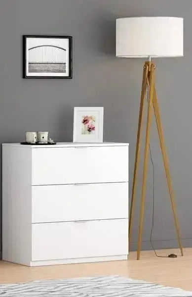 Kommode mit 3 Schubladen, weiß 77x38x80h