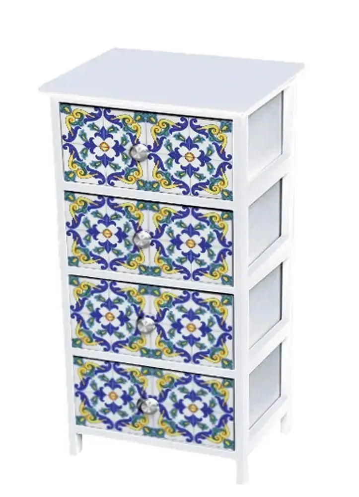 Cassettiera 4 cassetti 40x30x71h decoro Vietri