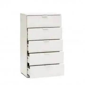 Cassettiera 5 Cassetti Bianca - Dimensioni: cm 60 x 38 x 103 h