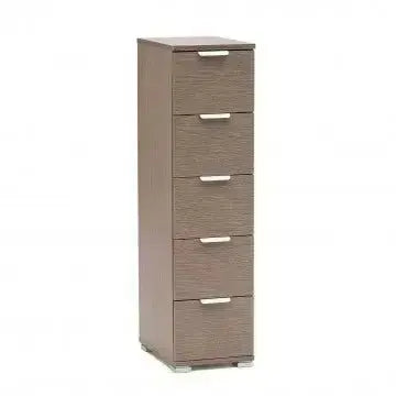 Kommode mit 5 Schubladen Eiche Grau - Maße: cm 27 x 38 x 103 h