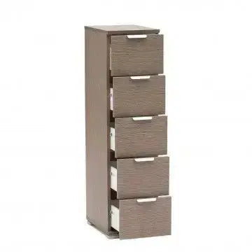Kommode mit 5 Schubladen Eiche Grau - Maße: cm 27 x 38 x 103 h