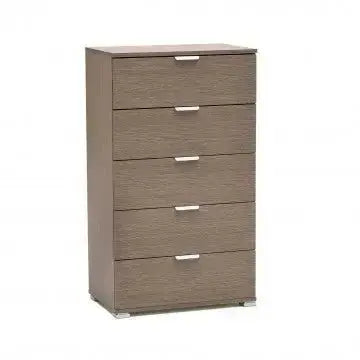 Cassettiera 5 Cassetti Rovere Grigio - Dimensioni: cm 60 x 38 x 103 h