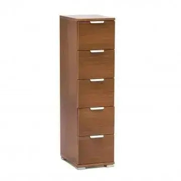 Cassettiera 5 Cassetti Tinta Noce - Dimensioni: cm 27 x 38 x 103 h