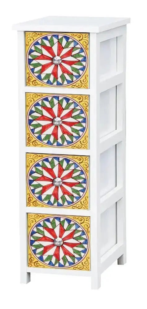 Cassettiera sicilia 4 cassetti 20,5x28x71h decoro Sicilia