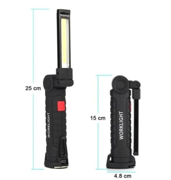 LED-Arbeitsleuchte Taschenlampe Haken Magnet Tragbar Wiederaufladbar Werkstatt Angeln
