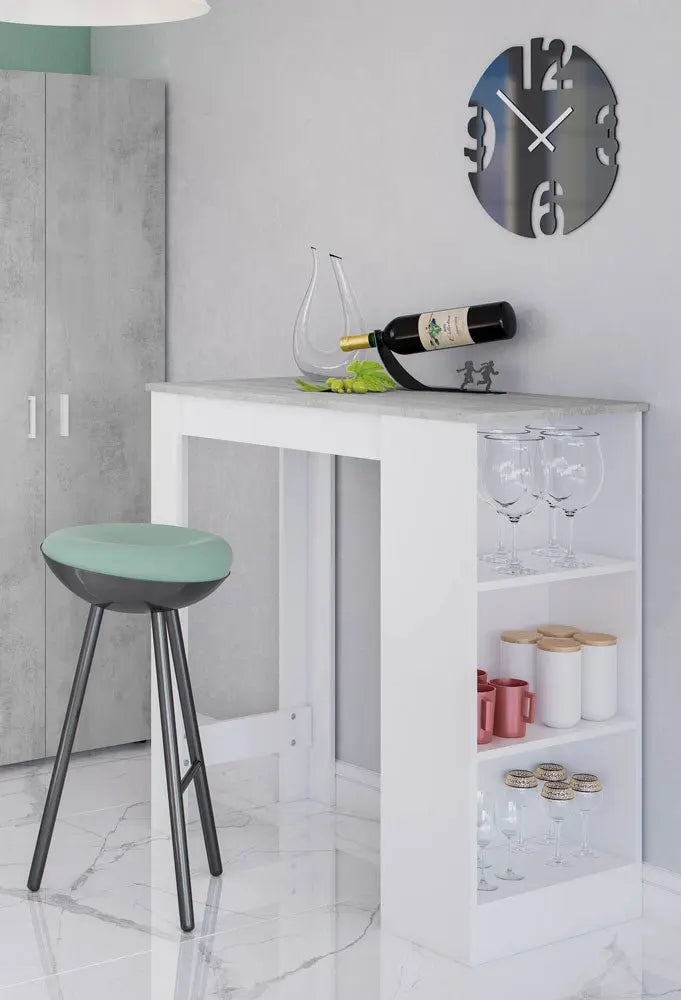 Tavolo Alto Cucina Bar Bianco/Cemento