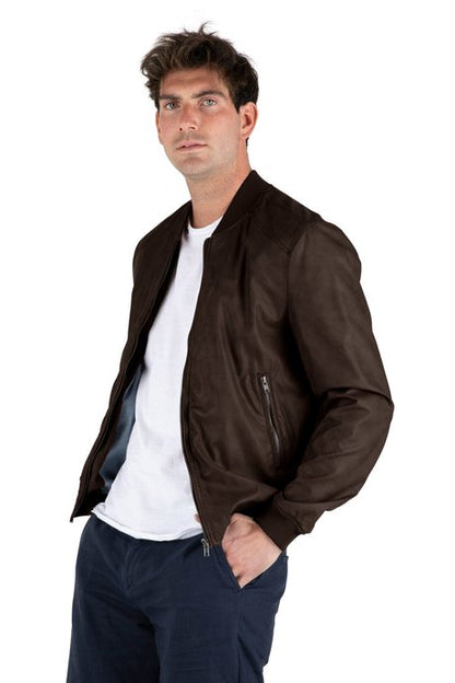 Censured Giacca Bomber da uomo in ecopelle JMLORD T FDUL 10 marrone