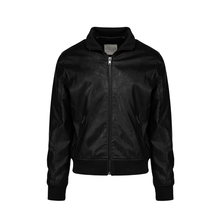 Censured Giacca Bomber Uomo JMPHAM PSV3 90 Nero Ecopelle | Giubbotto Urban Streetwear Collo Alto
