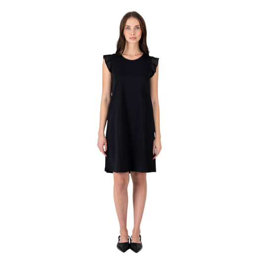 Censured Abito Corto Donna con Maniche Voulant AWC273TJSGE 90 Nero