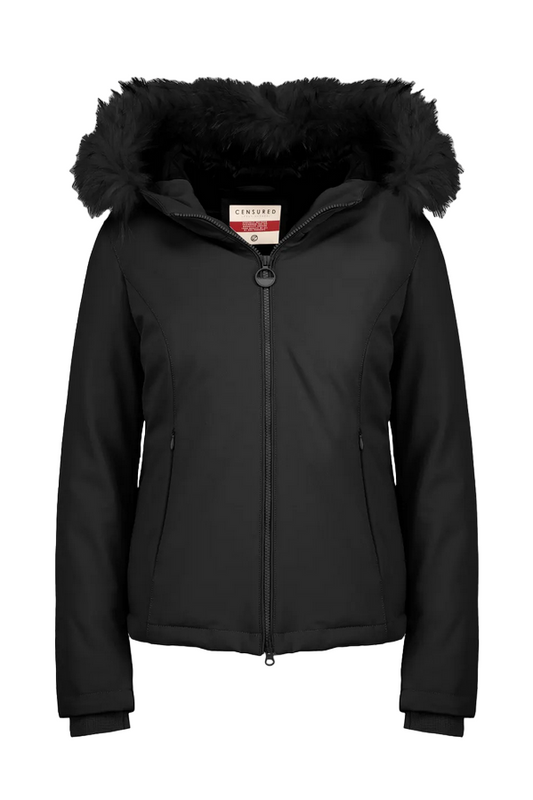 Censured Giacca Donna Sfiancata Cappuccio Pelliccia JW6236TNEP-90 Nero