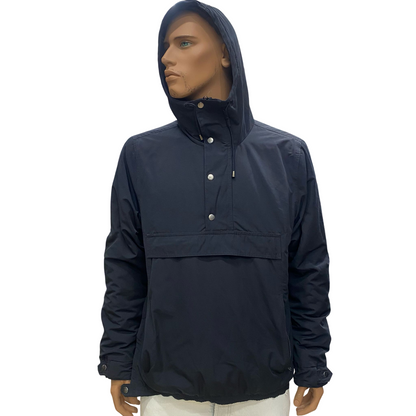 Censured giaccone da uomo con cappuccio mezza zip e tascone a marsupio blu