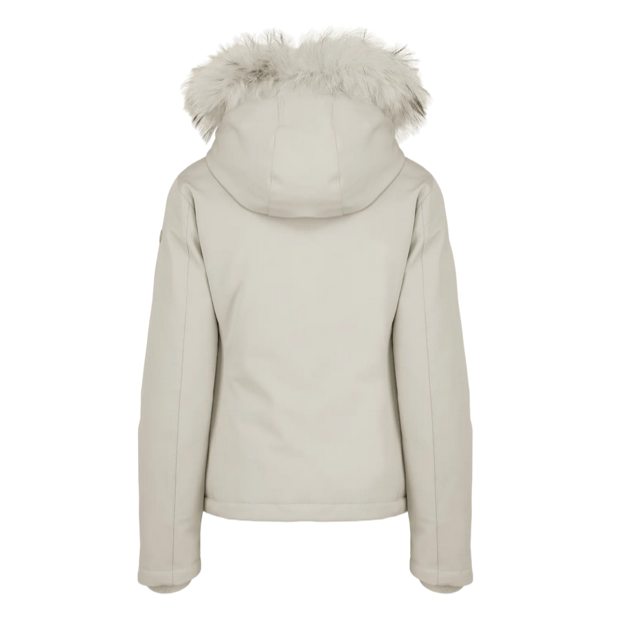 Censured giubbino da donna con cappuccio e pelliccia staccabile JW6236TNEP3 139 latte di mandorla