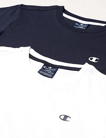 Champion 2T-shirt da ragazzo manica corta Legacy Basic C-Logo 306023 WW001 WHT/NNY bianco blu