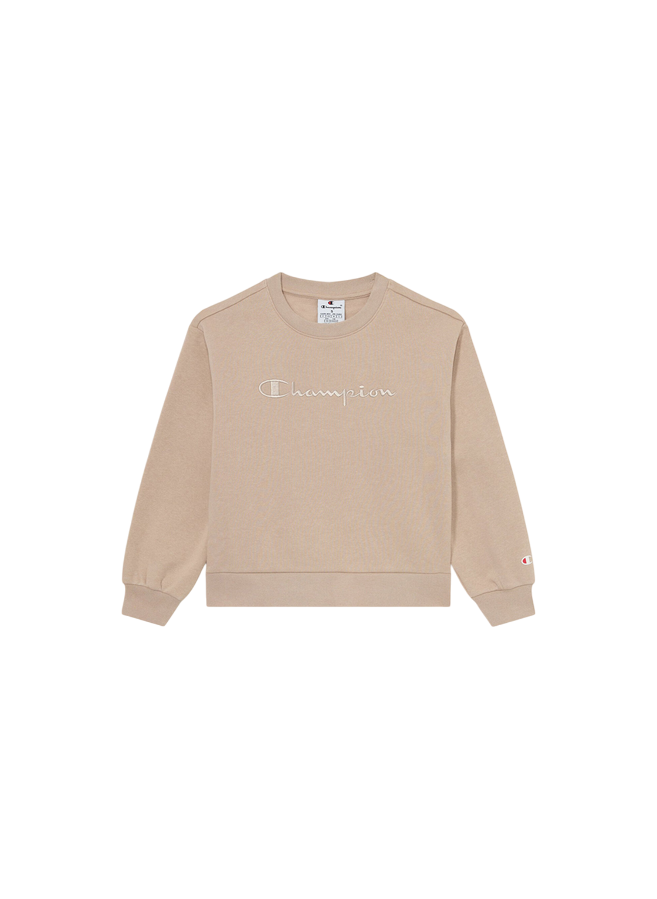 Champion Felpa Junior con Logo Grande Ricamato 405210 MS099 Beige – Stile e Comfort per i Giovani