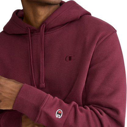 Champion Felpa Uomo Cappuccio 221995 RS522 Bordeaux  – cotone, comfort, stile sportivo