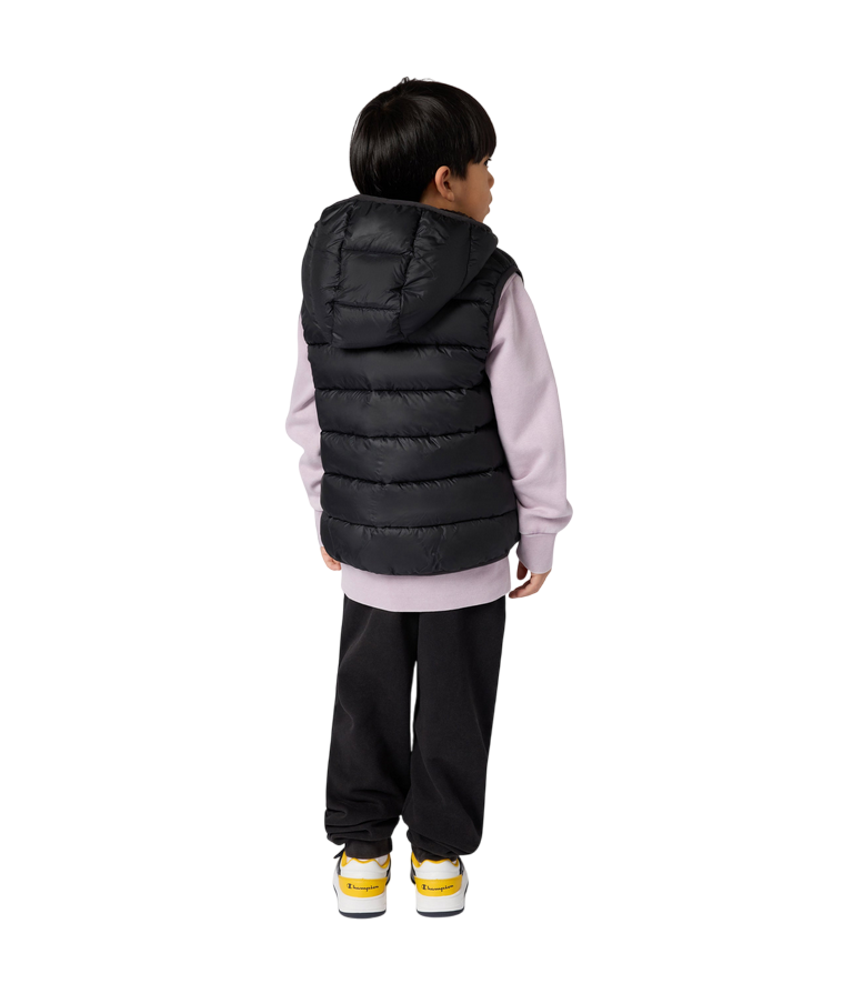 Champion Gilet Bambino Cappuccio 307223 KK001 Nero Imbottito Zip Intera