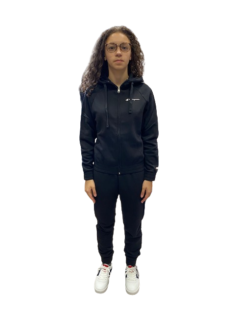 Champion Tuta Felpata Donna Nera con Cappuccio - 115737 KK001