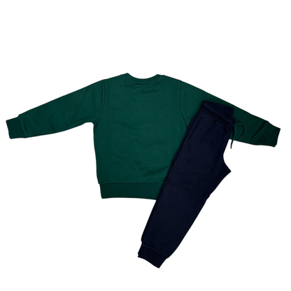Champion tuta junior con felpa girocollo 307394 GS584 verde-blu