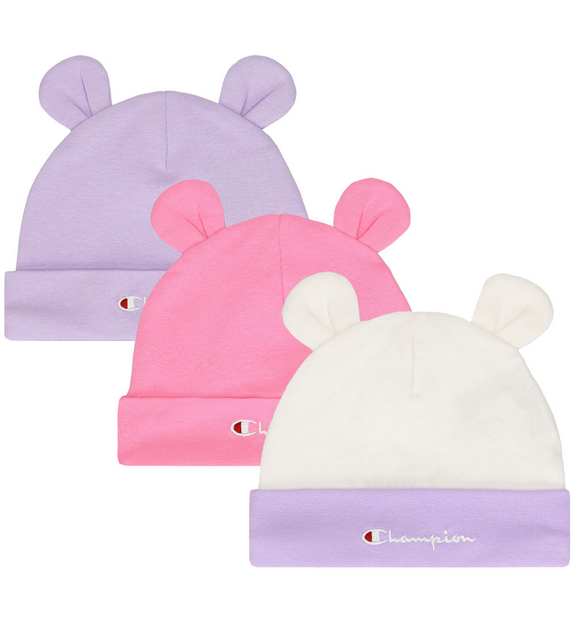 Champion Confezione 3 Cappellini Cuffia Neonato 806039 WW001 Bianco Rosa Glicine