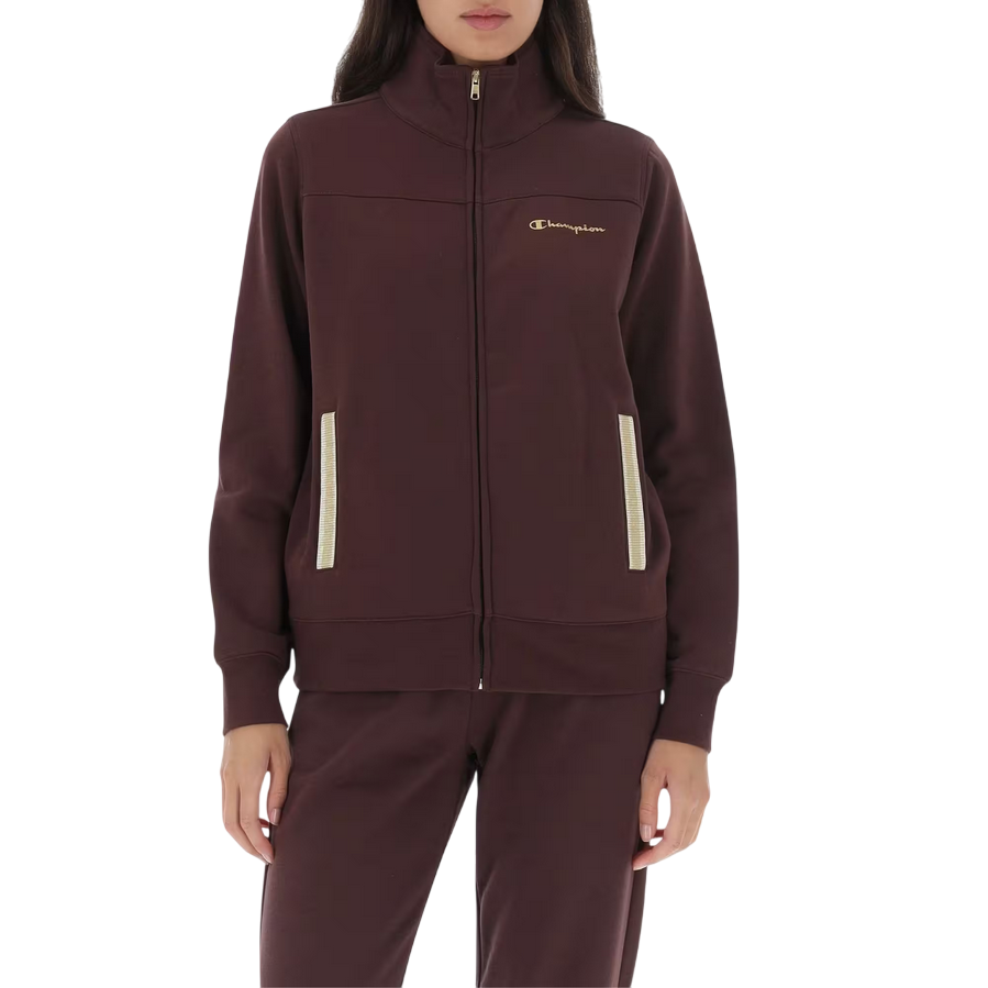 Champion tuta sportiva da Donna 118290 MS571 marrone con logo dorato e tasca dotata di applicazione - Eleganza e comfort sportivo