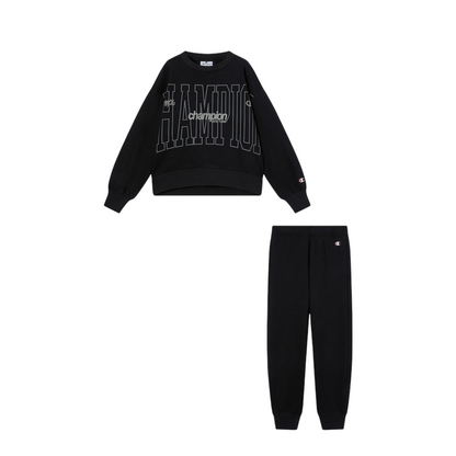 Champion tuta sportiva da ragazza 405236 KK001 nero con logo stampato - Comfort e stile per ogni occasione