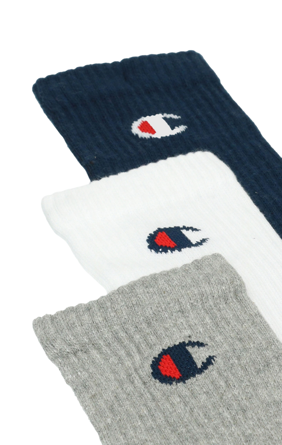 Champion Calzino di Media Altezza U34578 BS517 Grigio/Bianco/Blu - Confezione 3 Paia