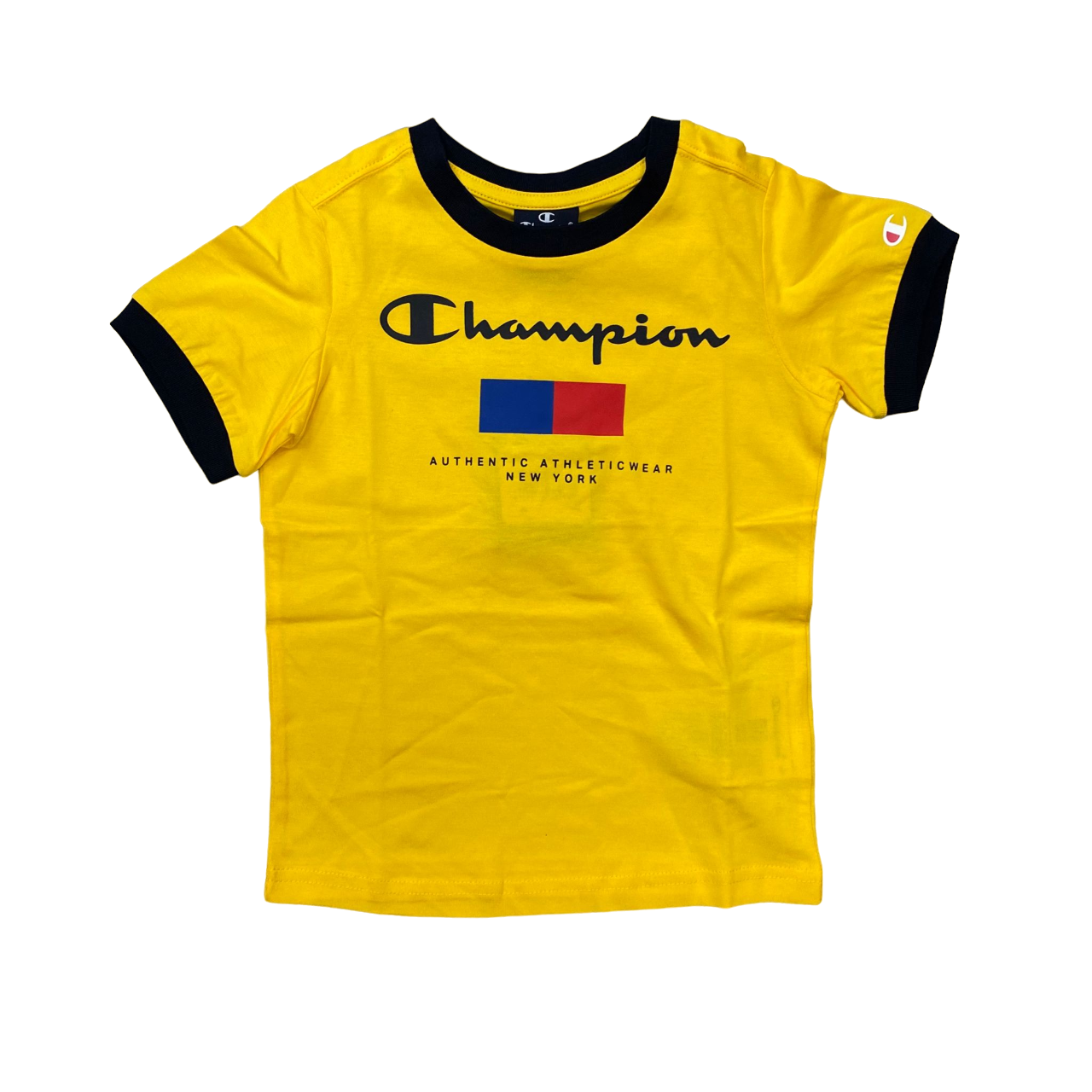 Champion completino da ragazzo in cotone maglietta e pantaloncino 306699 YS011 giallo blu