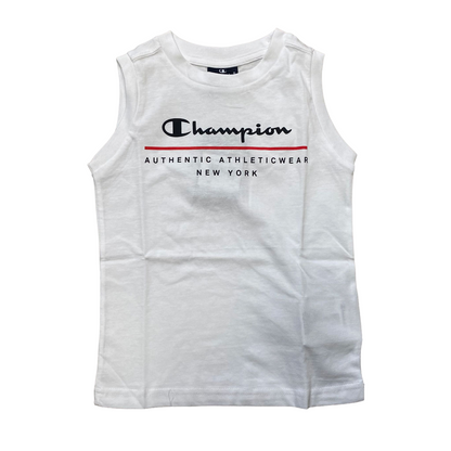 Champion completo da ragazzo in cotone con maglietta smanicata e pantaloncino bianco nero