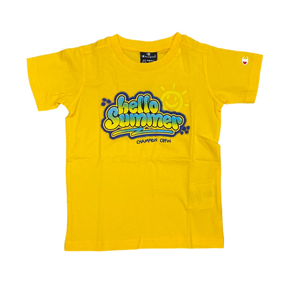 Champion completo da ragazzo maglietta manica corta e pantaloncino Boxer mare 306792 YS011 giallo-blu