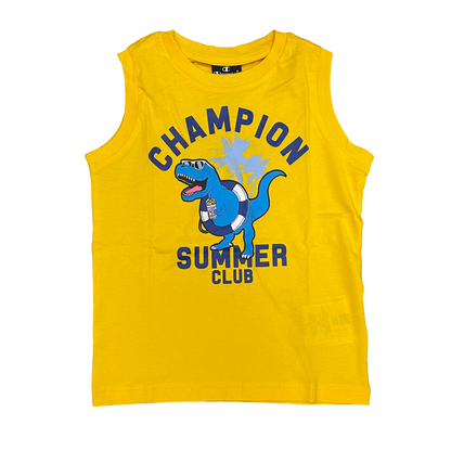 Champion completo da ragazzo maglietta smanicata e pantaloncino Boxer mare 306794 YS011 giallo-bluette
