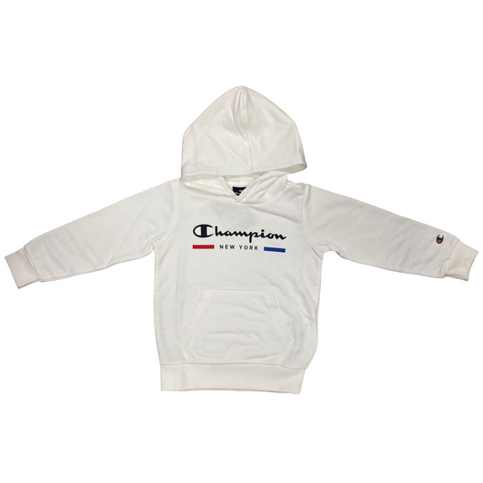 Champion felpa con cappuccio da bambino con scritta sul petto 306690 bianco