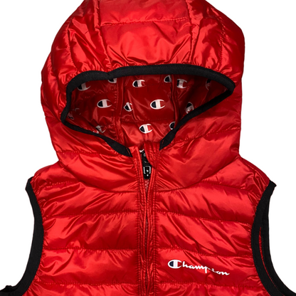 Champion giubbino smanicato con cappuccio da bambino 306774 rosso