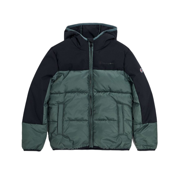 Champion giubbotto da ragazzi con cappuccio 306571 GS510 verde-nero