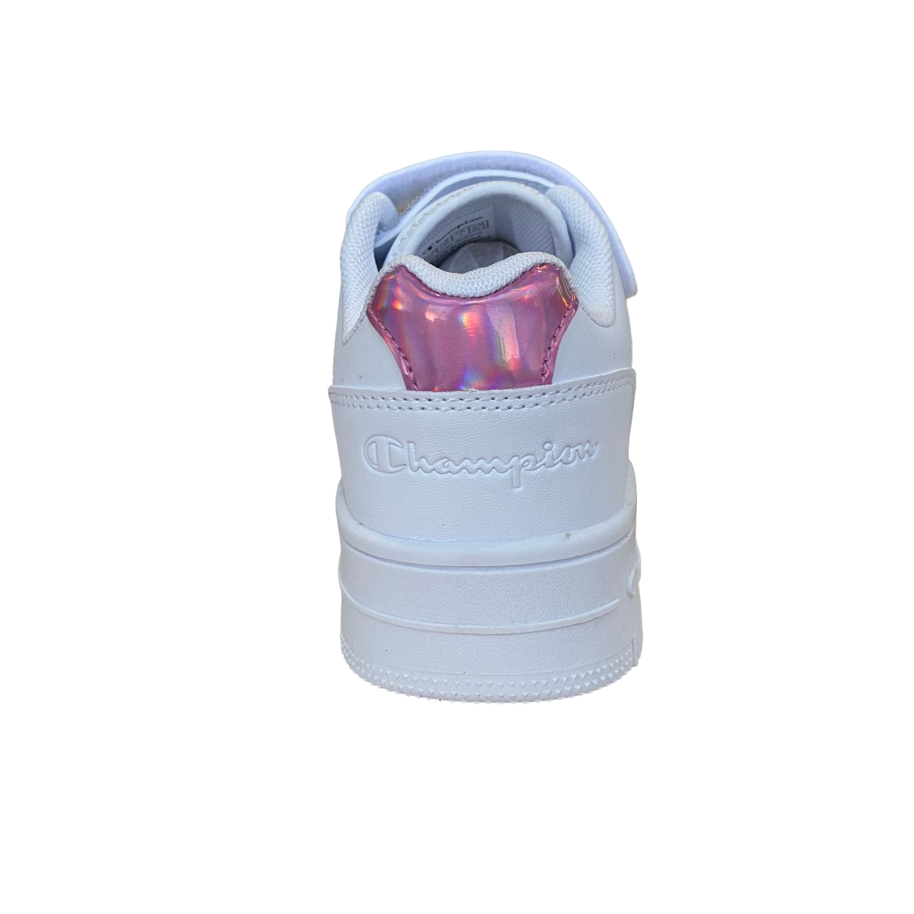 Champion scarpa sneakers da bambina con logo glitterato laccio elastico e velcro S32830-WW010  bianco-rosa