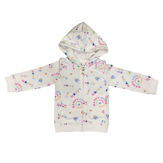 Champion tuta da bambina con cappuccio e pantalone aderente 404974 WL001 bianco-rosa