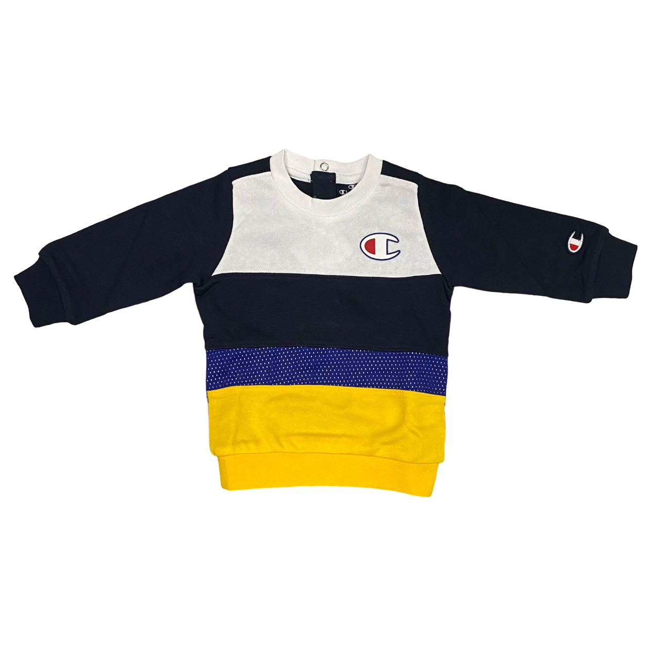 Champion tuta da bambino girocollo 306789 BS501 blu-bianco-giallo