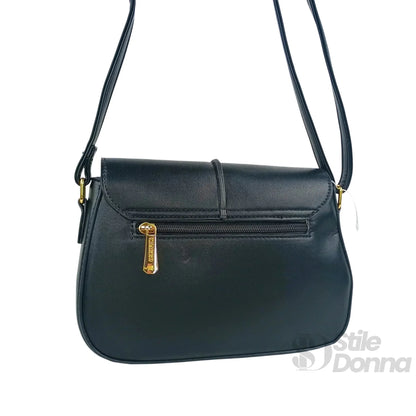 Charro Borsa a Tracolla in Ecopelle Nera con Chiusura Logo