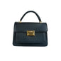 Charro Black Faux Leather Bag with Gold Metal Hardware