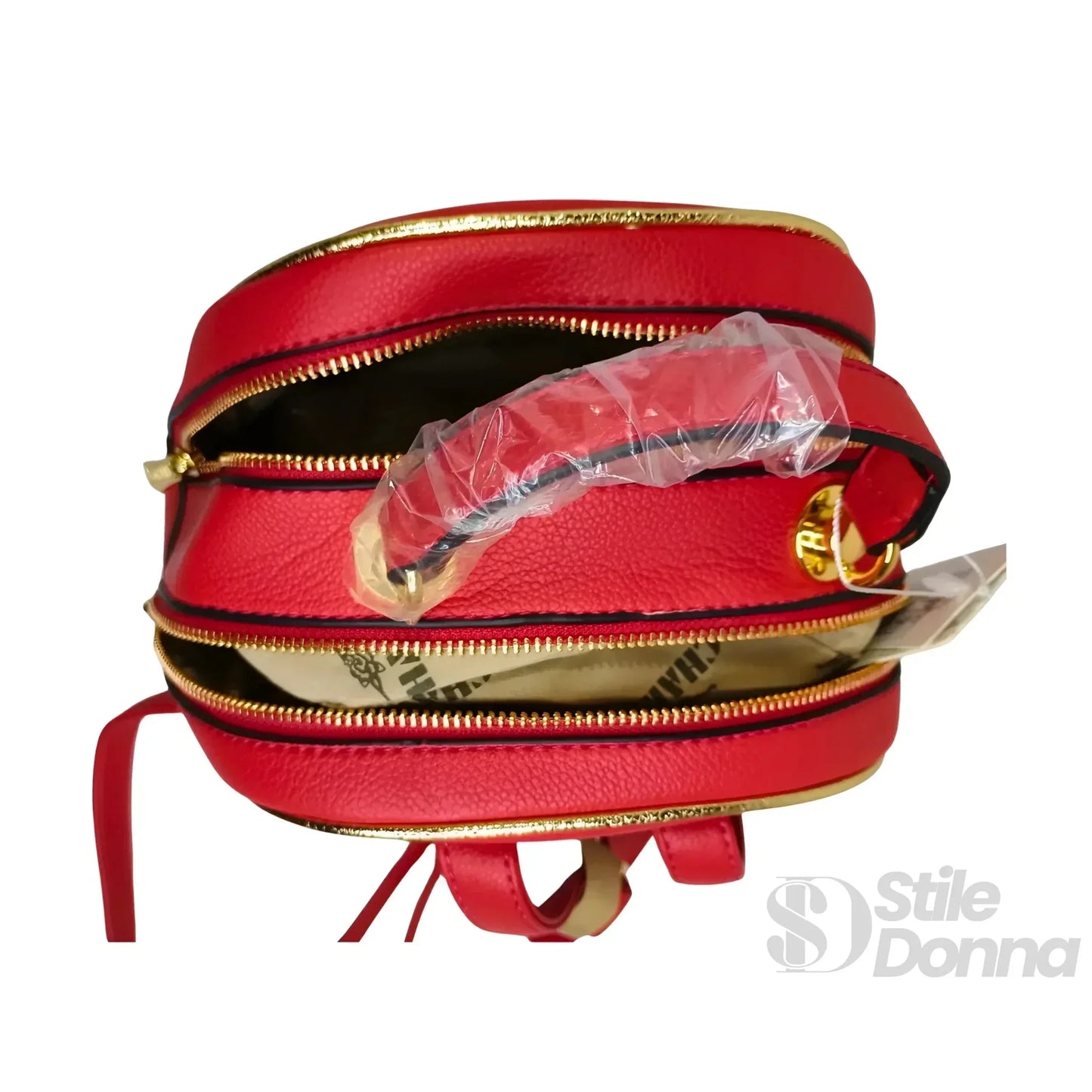 Charro Zaino in Ecopelle Intrecciata Rosso con Due Scomparti