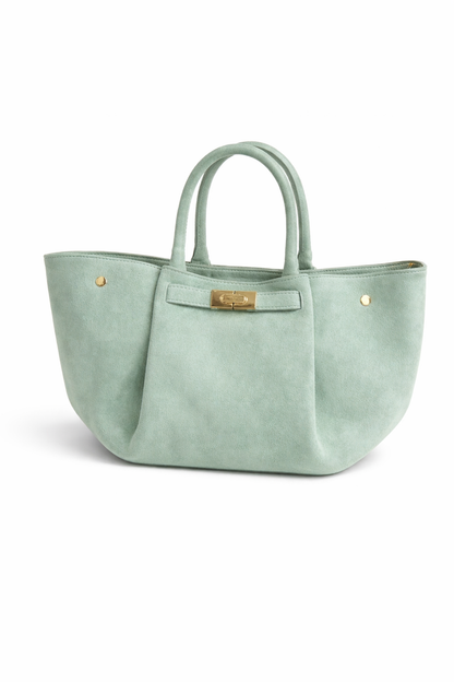 Italian Leather Tote Bag with Elegant Closure by Modex™