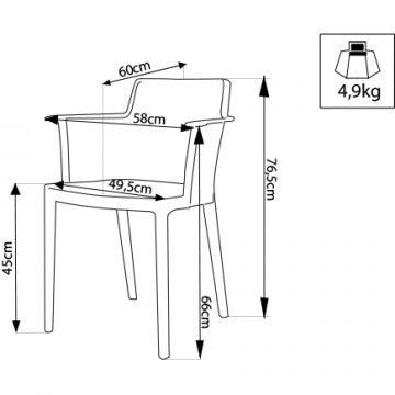 Poltrona Cathy - Poltrona impilabile in polipropilene - Dimensioni: 60x58x76.5cm