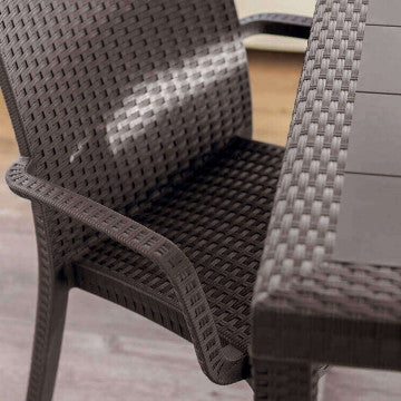 Tavolo Dallas 80 x 80 con Struttura in Plastica Stampata e Finitura Wicker
